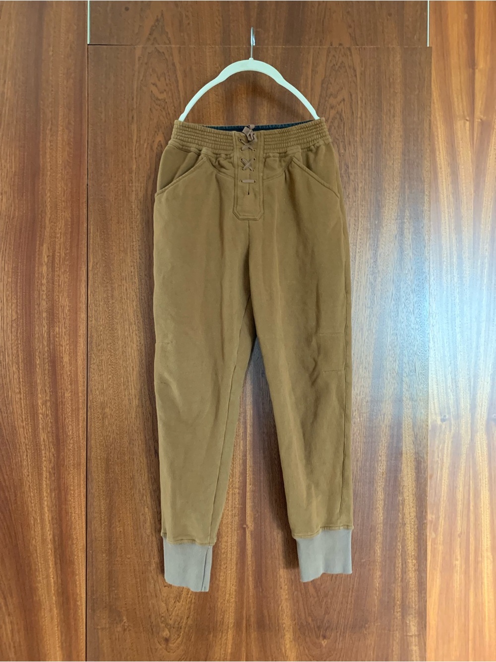 Laurence Bras Casual Drawstring Jogger Pants Cotton in Brown